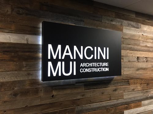 Mancini mui architect back lit front lit led stencil cut smithtown village of the brach st james stony brook port jefferson